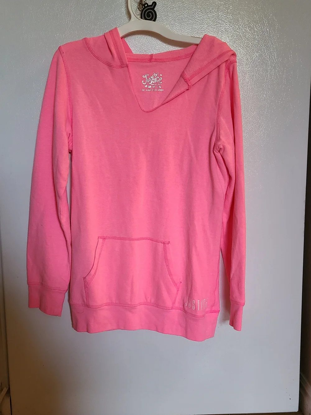 Justice Bright Pink Scoop-Neck Hoodie Sweater